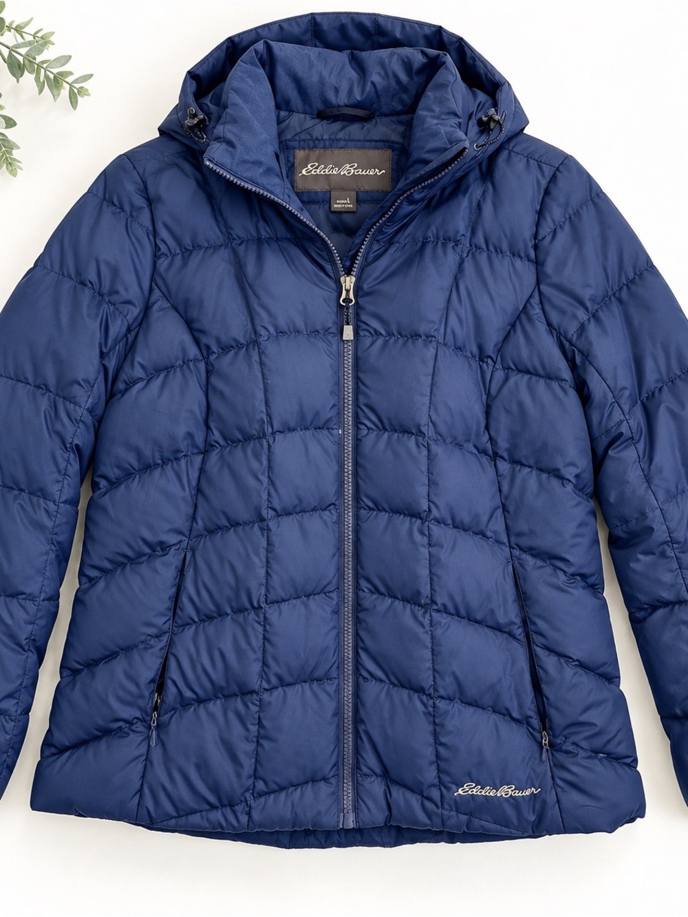 Eddie Bauer Women's Navy Hooded Quilted Puffer Jacket